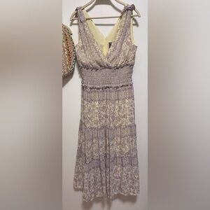 Taylor Floral Midi Maxi Dress ruffle layers sleeveless v neck lined